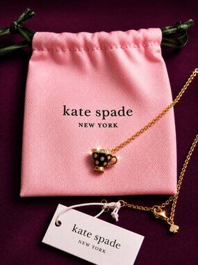 KATE SPADE New York Alice in Wonderland Teacup Pendant Necklace & Dust Bag